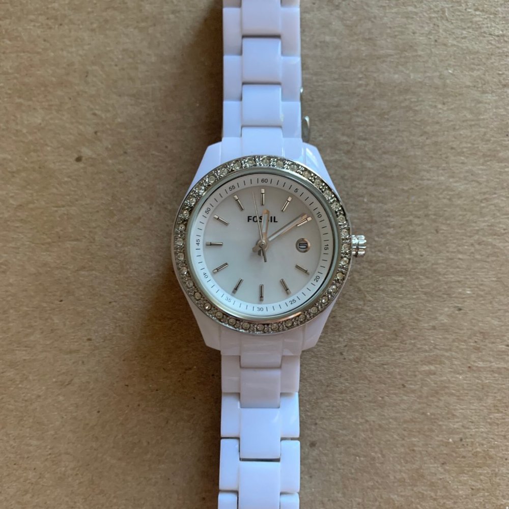 White Fossil Watch